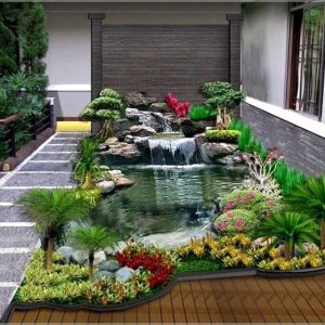 Taman dengan Kolam Ikan